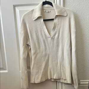 Reformation Cream V-Neck Sweater